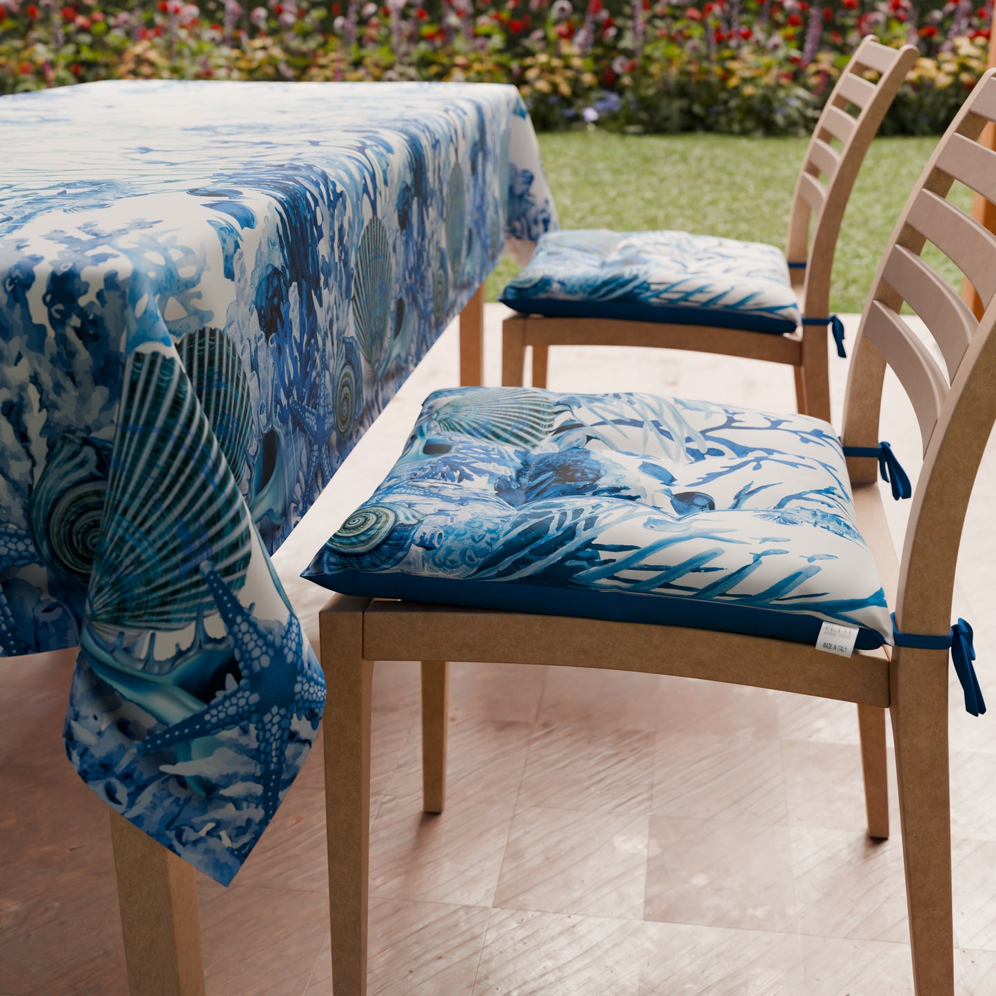 Coussins pour chaises Housse de chaise 6 pièces Corail bleu