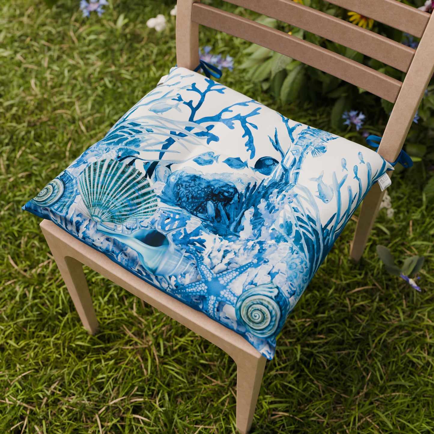 Coussins pour chaises Housse de chaise 6 pièces Corail bleu