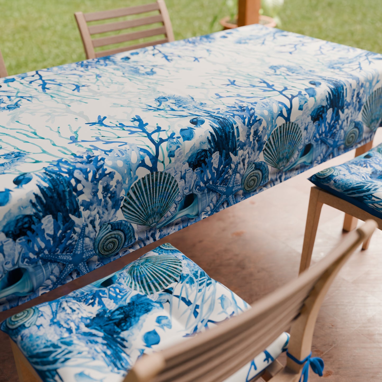 Coussins pour chaises Housse de chaise 6 pièces Corail bleu