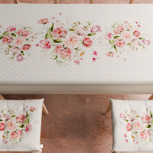 Cuscini per Sedie Coprisedia 6 Pezzi Shabby Pois Cipria