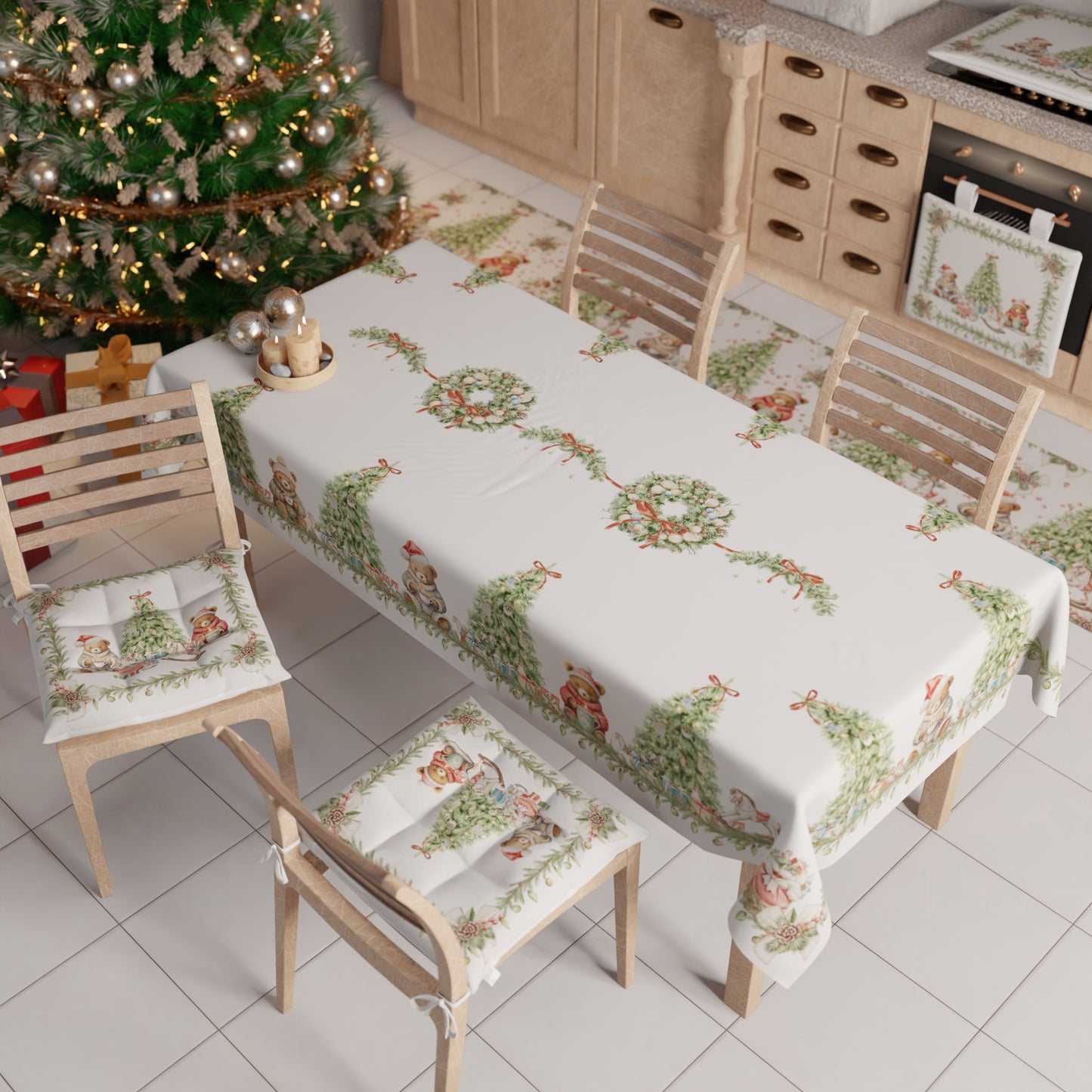 Cuscini per Sedie Natalizi Coprisedia Natalizi 6 Pezzi Xmas Bears