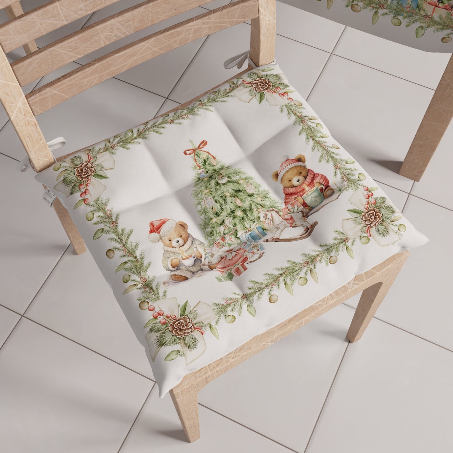 Cuscini per Sedie Natalizi Coprisedia Natalizi 6 Pezzi Xmas Bears