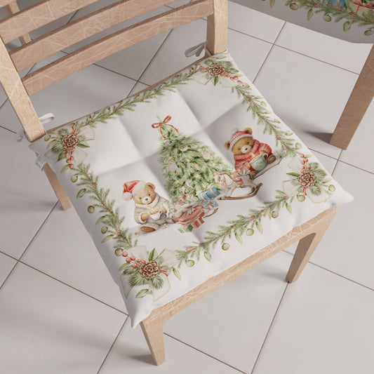 Cuscini per Sedie Natalizi Coprisedia Natalizi 6 Pezzi Xmas Bears