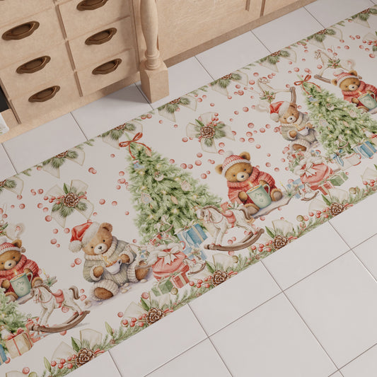 Tappeto Cucina Natalizio Antiscivolo Passatoia Natalizia Cucina lavabile Xmas Bears