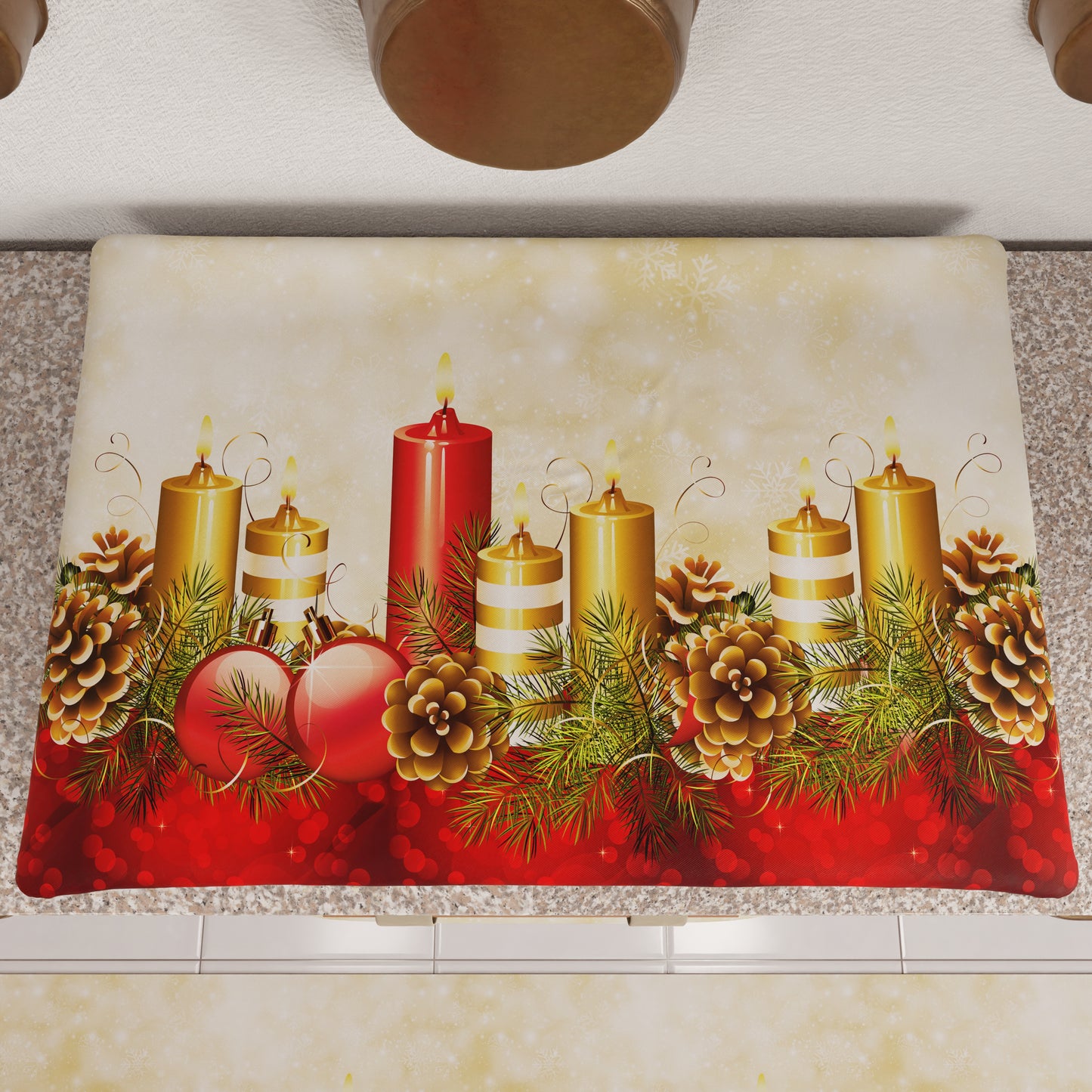 Couverture de poêle de Noël Courbes de cuisine en bougies à impression numérique