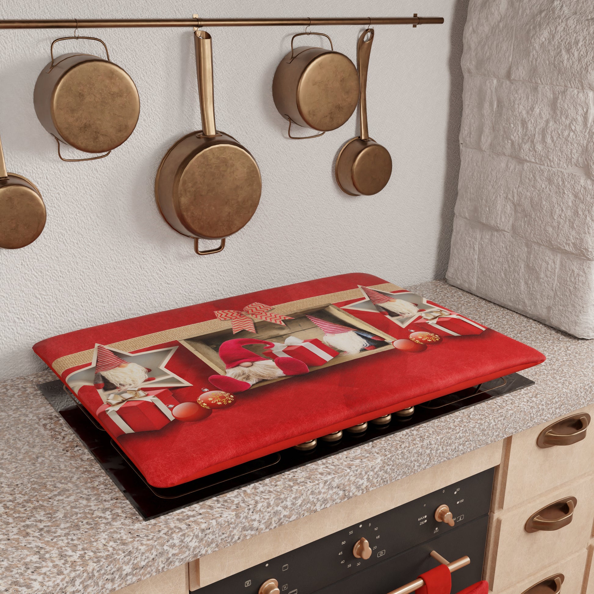 Coprifornello In Microfibra Stampa Vietri Nero - 100% Made In Italy, 46x70 Cm - Foto 7