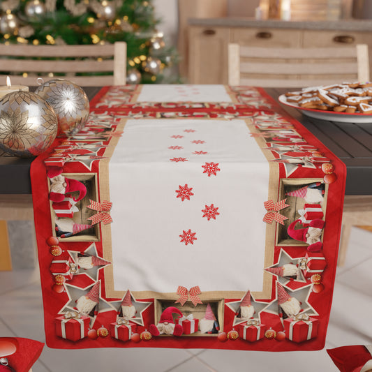 Christmas Table Runner, Christmas Table Runner Tablecloth, Elf Kitchen Runner