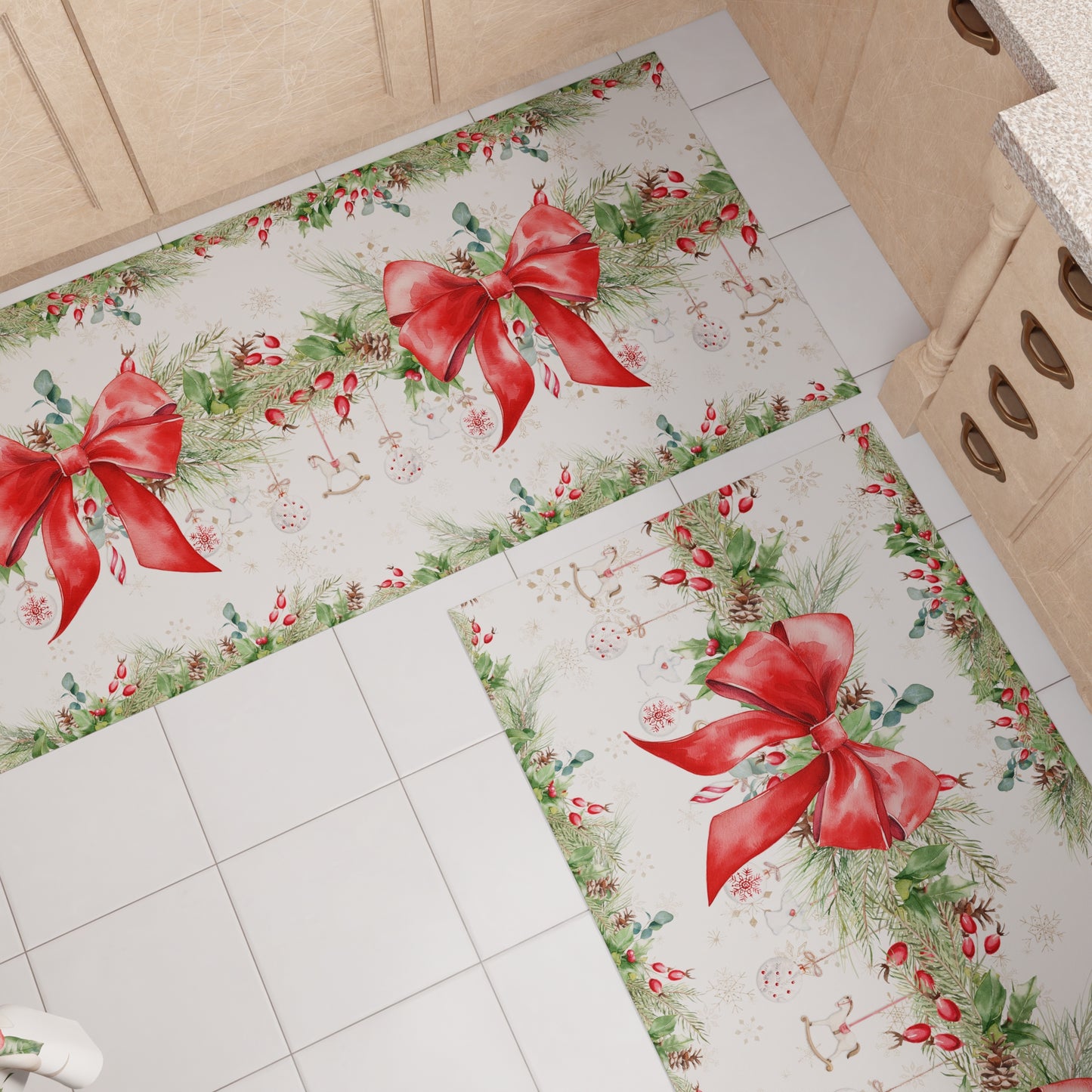 Tappeto Cucina Natalizio Antiscivolo Passatoia Natalizia Cucina lavabile Ghirlanda Natale