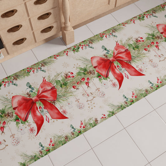 Tappeto Cucina Natalizio Antiscivolo Passatoia Natalizia Cucina lavabile Ghirlanda Natale
