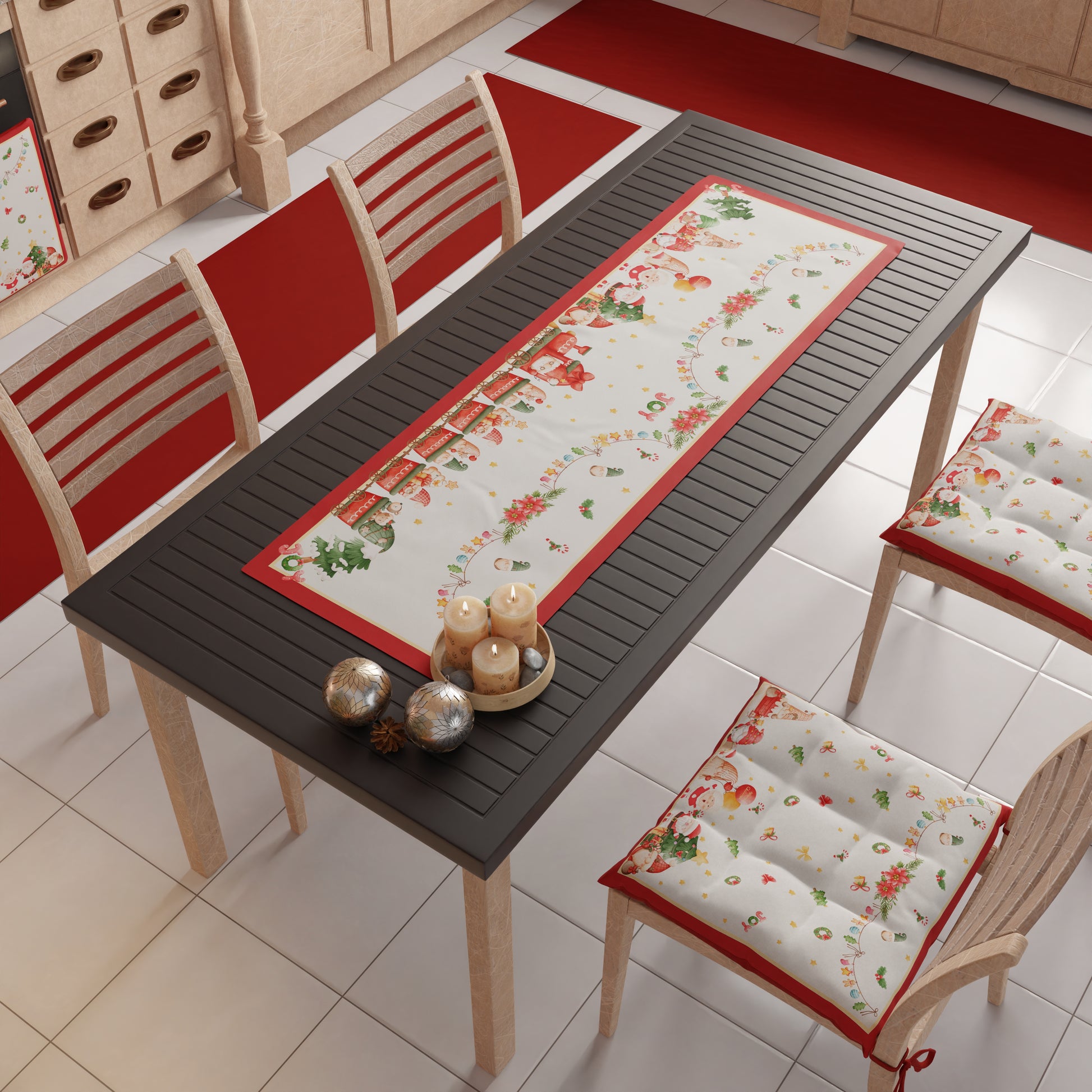 Runner Da Tavolo In Cotone Lino - Motivo Legno Turchese E Marrone, 183x33cm O 140x40cm - Foto 11