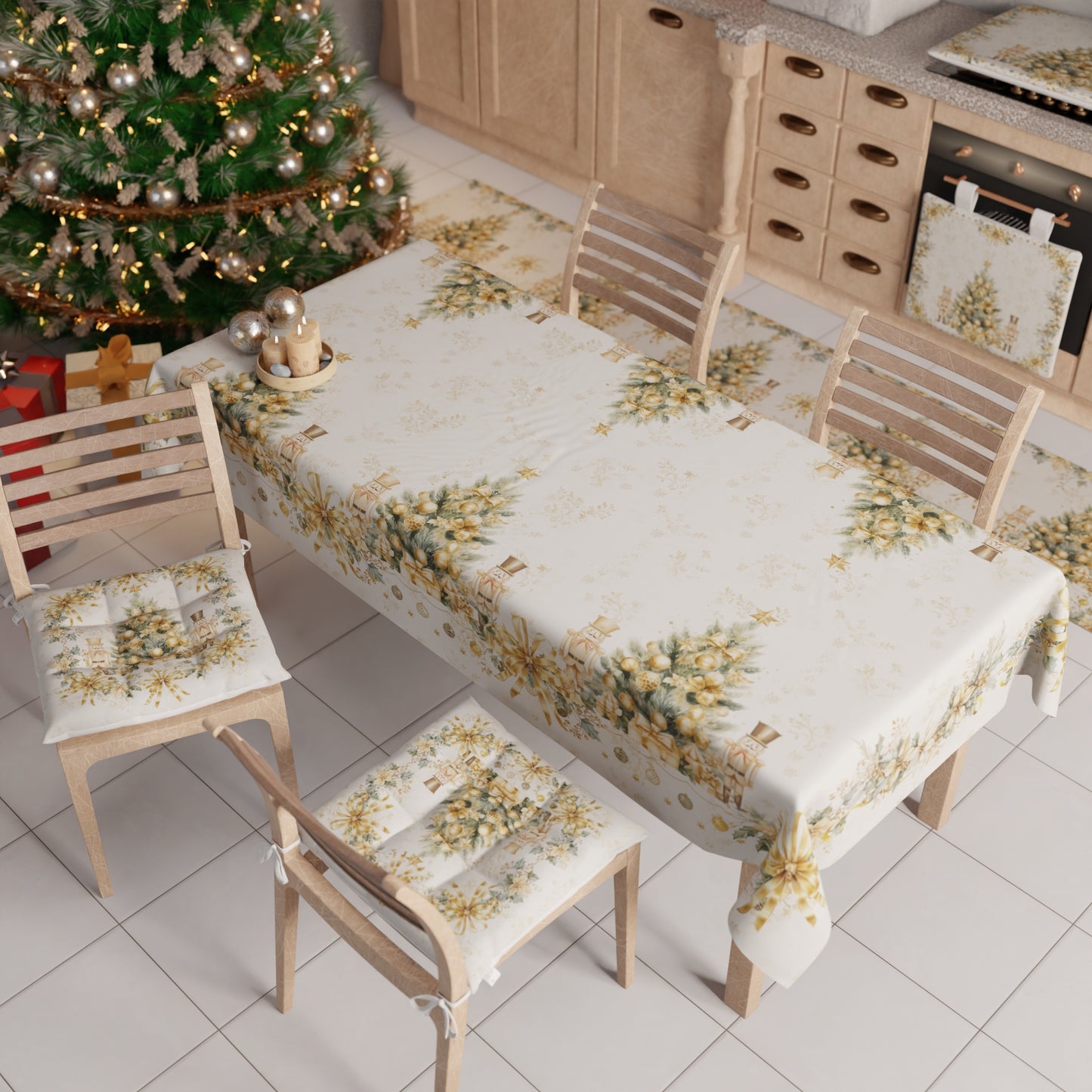 Cuscini per Sedie Natalizi Coprisedia Natalizi 6 Pezzi Xmas Gold