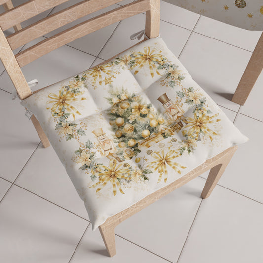 Cuscini per Sedie Natalizi Coprisedia Natalizi 6 Pezzi Xmas Gold