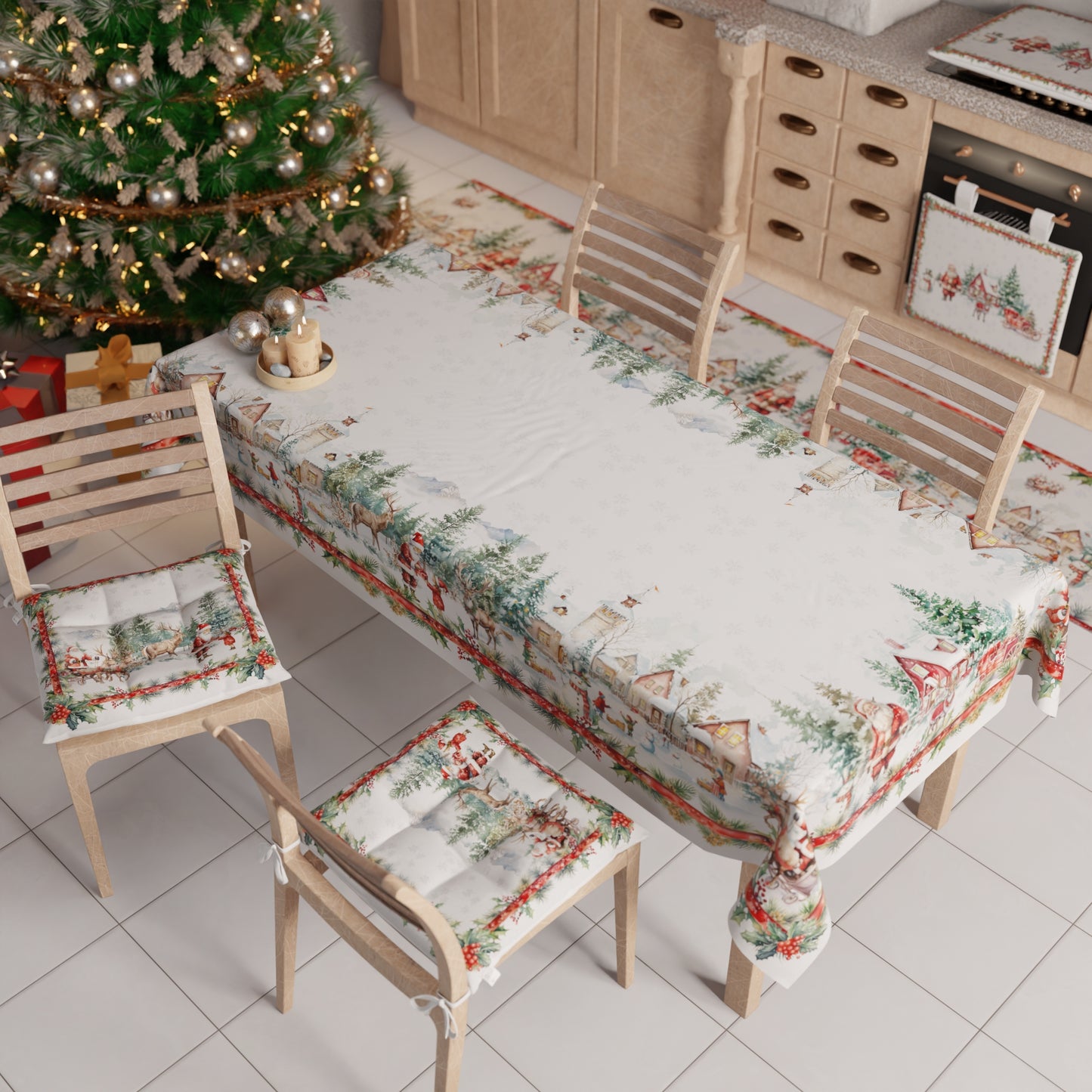 Cuscini per Sedie Natalizi Coprisedia Natalizi 6 Pezzi Xmas Santa's Land