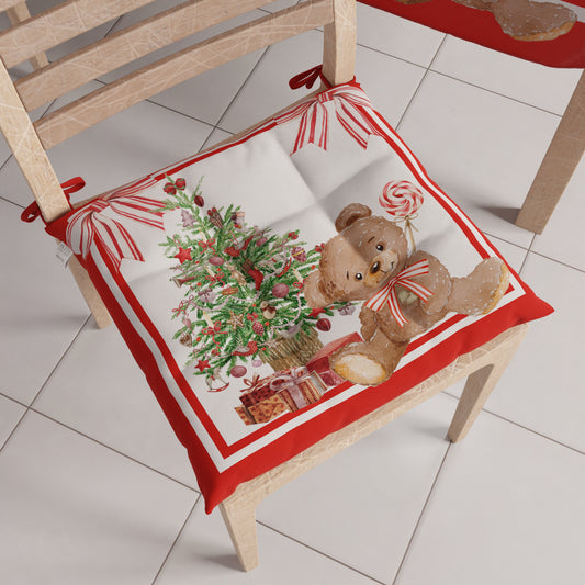 Coussins de chaise de Noël Housses de chaise de Noël 6 pièces Ours en peluche
