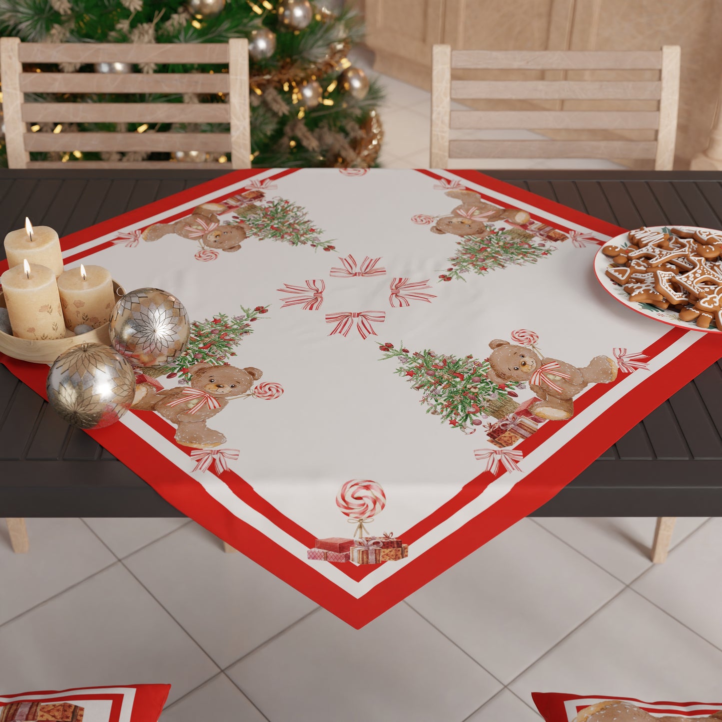 Christmas Centerpiece for Kitchen in Bear Digital Print