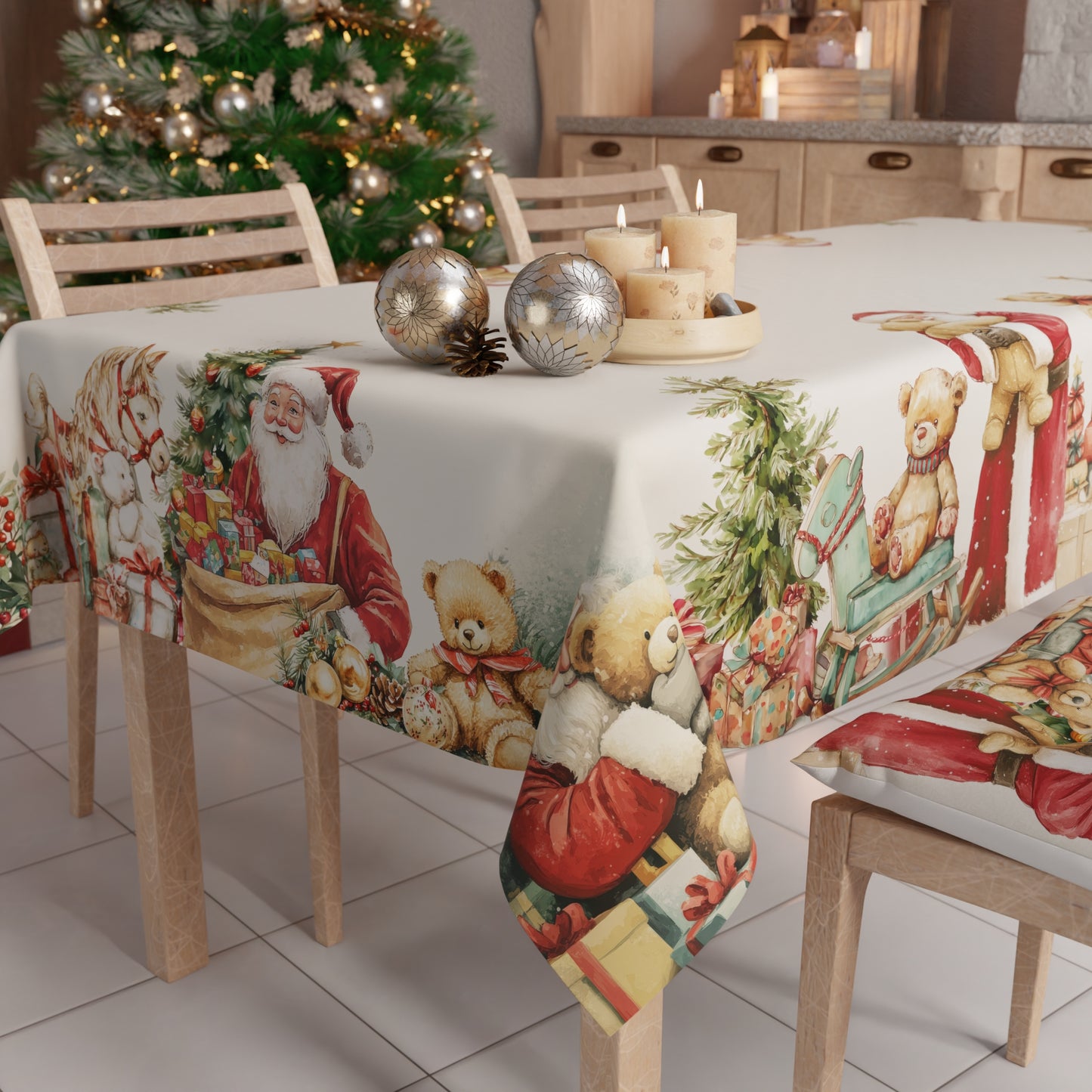 Tovaglia Natalizia, Tovaglia da tavola Antimacchia, Copritavolo da Cucina Sweet Santa