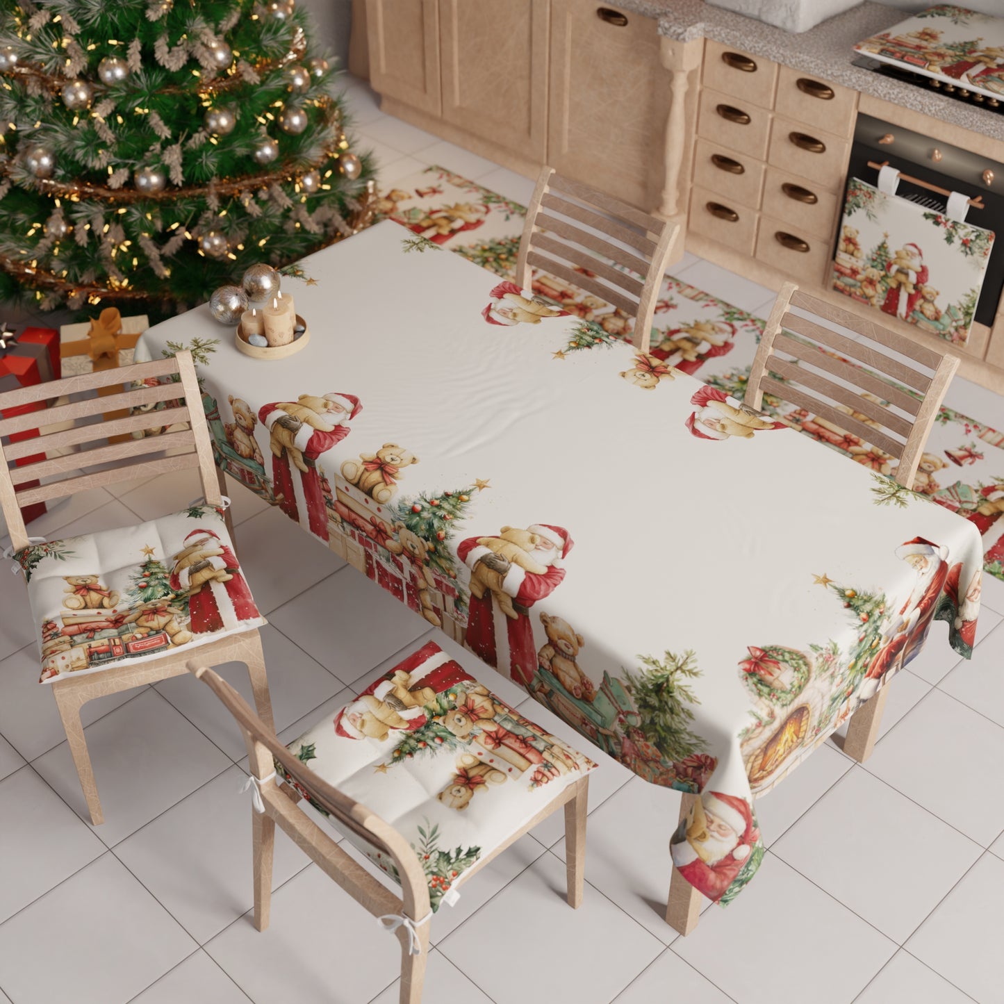 Tovaglia Natalizia, Tovaglia da tavola Antimacchia, Copritavolo da Cucina Sweet Santa