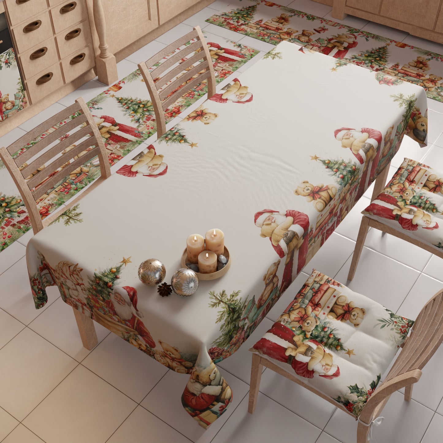 Tovaglia Natalizia, Tovaglia da tavola Antimacchia, Copritavolo da Cucina Sweet Santa