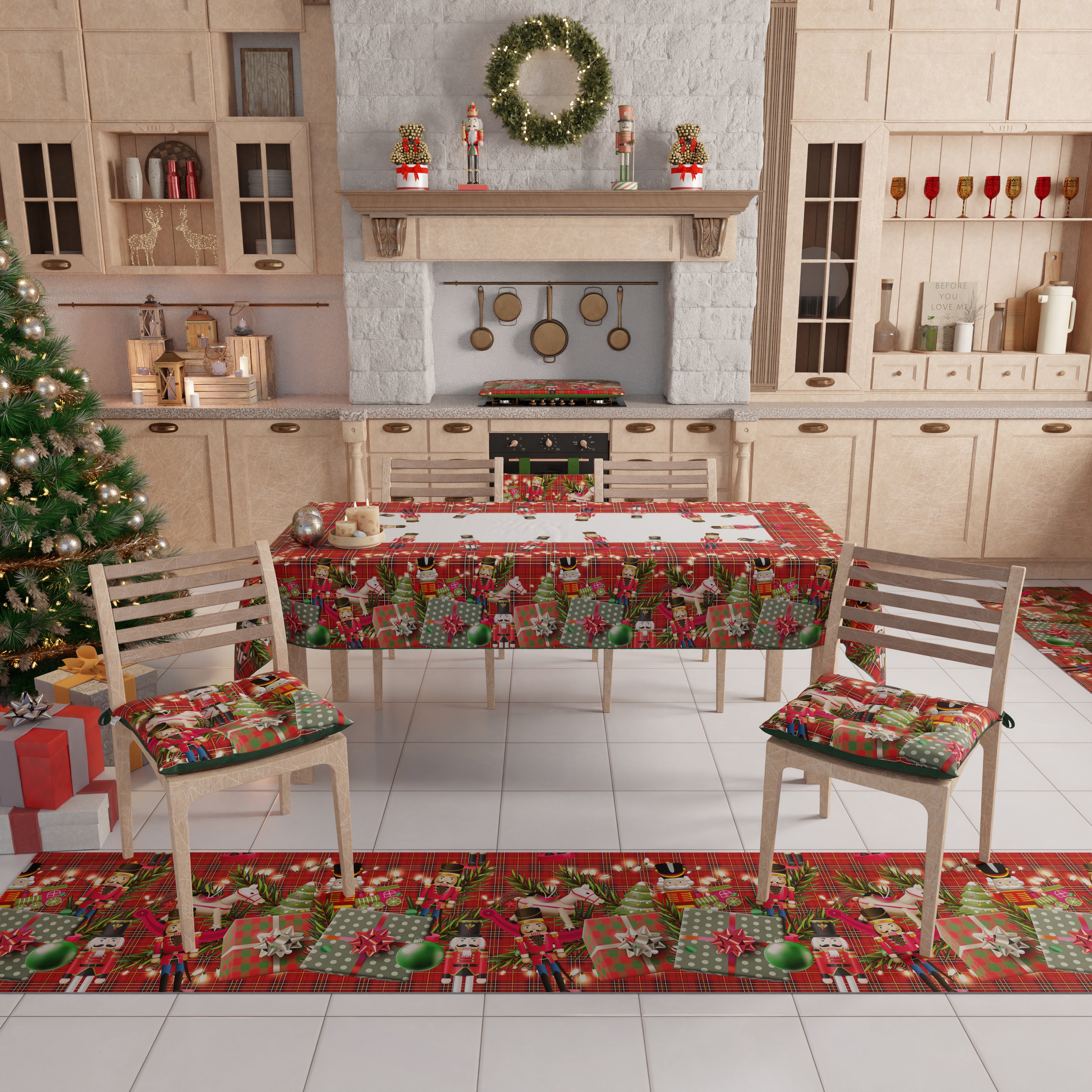 Tovaglia Natalizia In PVC Impermeabile 152x213 Cm – Rosso, Antimacchia E Anti-olio, Facile Da Pulire