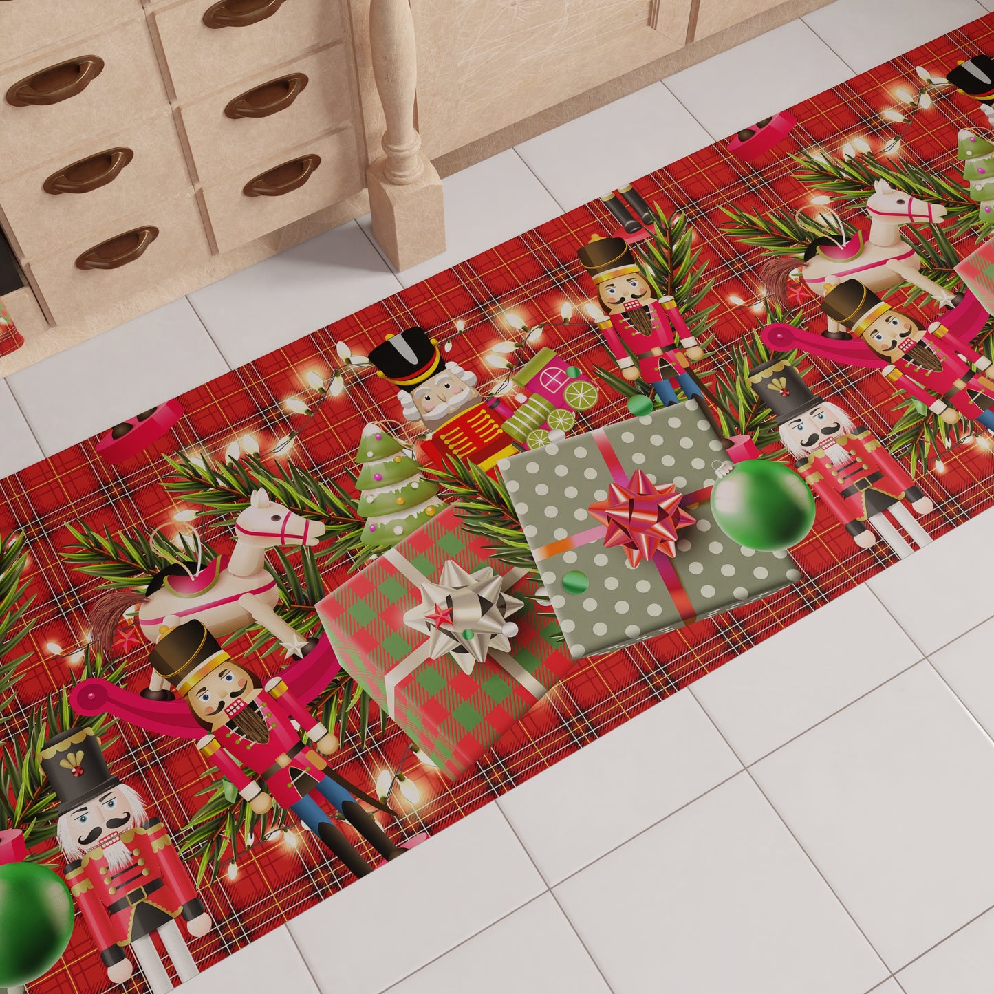 Non-slip Christmas Kitchen Rug, Christmas Runner, Washable Kitchen, Toy Soldiers