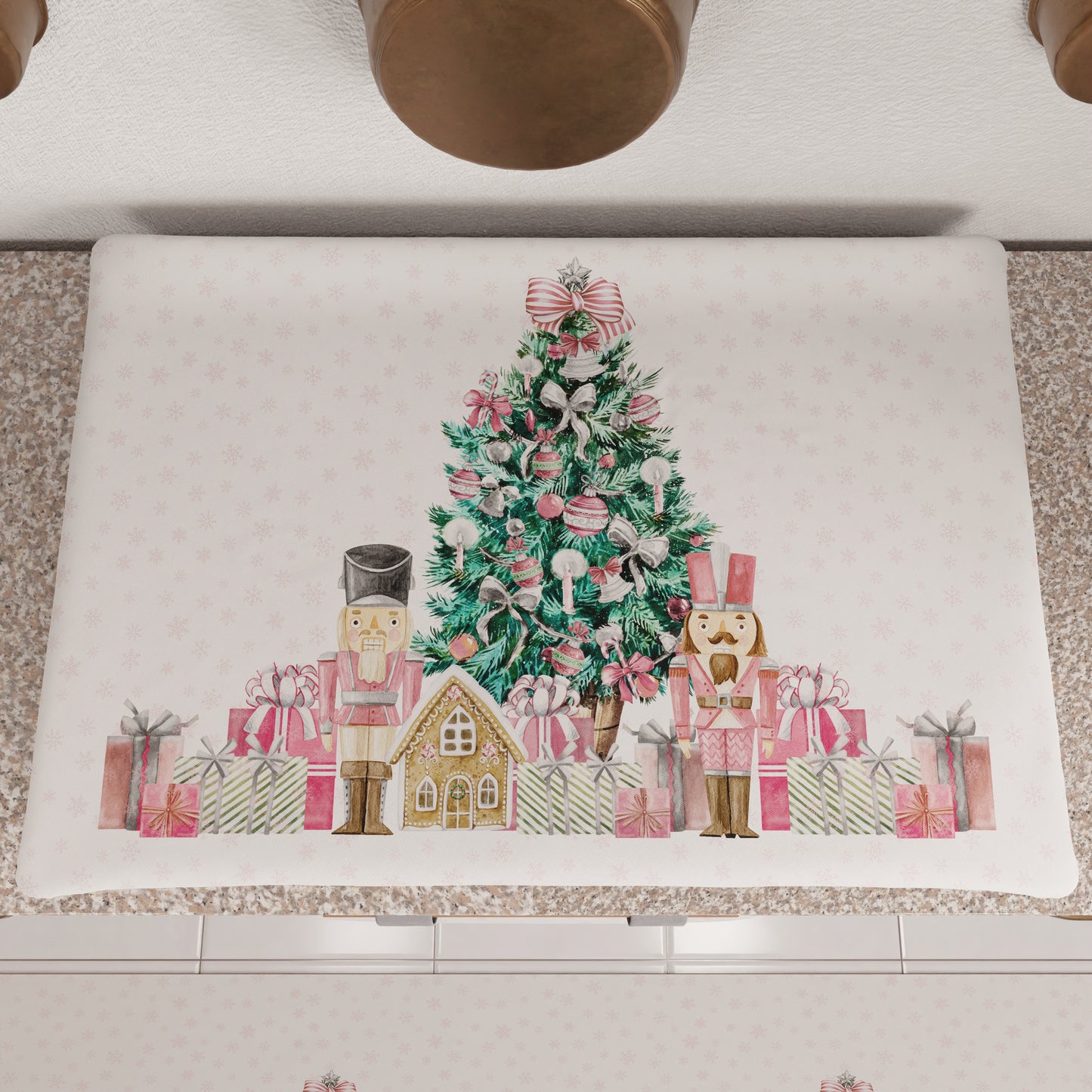 Christmas Stove Cover Kitchen Cover in Digital Print Pink Soldiers
