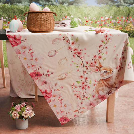 Tovaglia Pasquale da Tavola Antimacchia, Copritavolo Pasqua da Cucina Fiori di Ciliegio