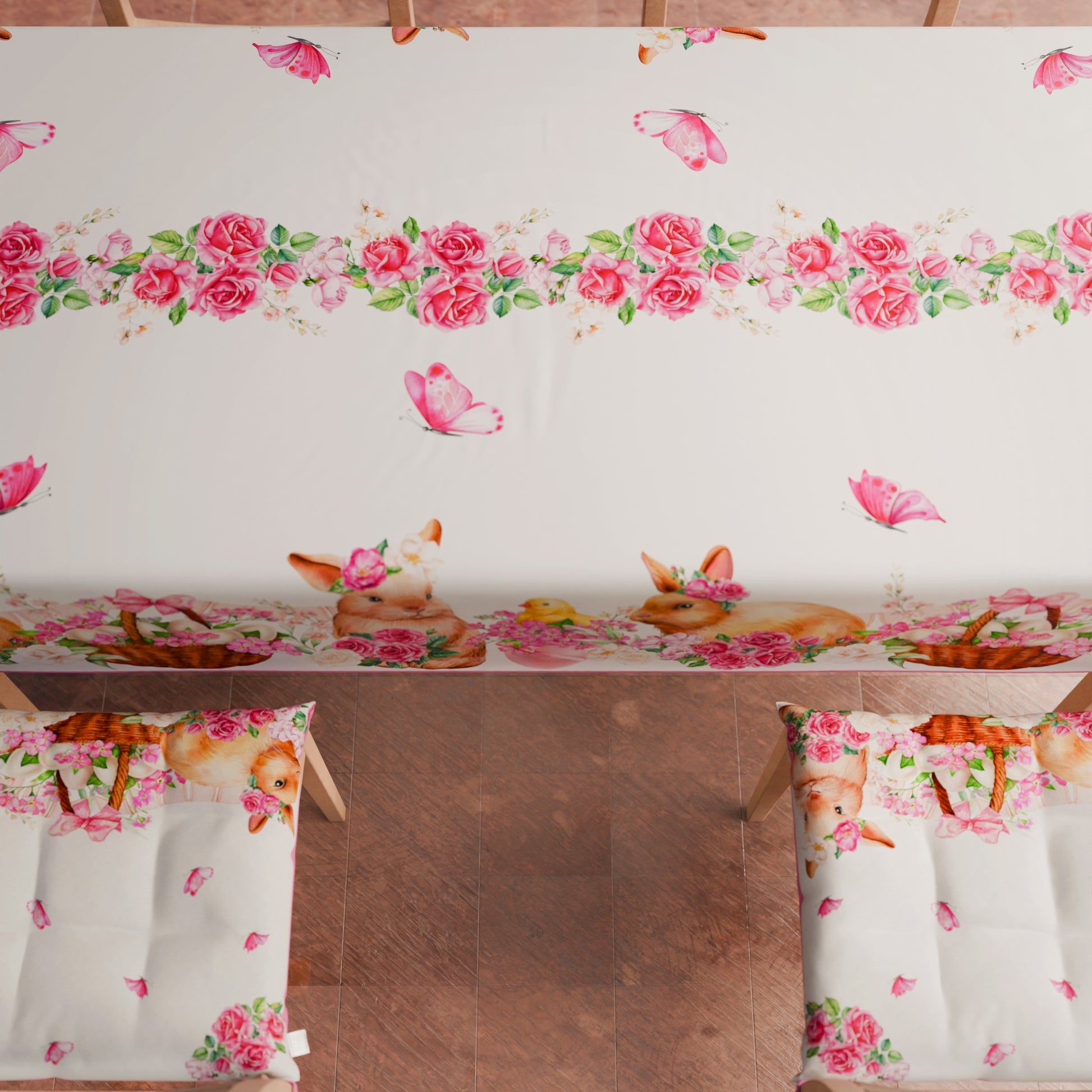 Runner Da Tavolo Pasquale - 180x35 Cm, Tovaglia Con Coniglietto E Fiori, Lavabile, Per Decorazioni Primavera - Foto 4