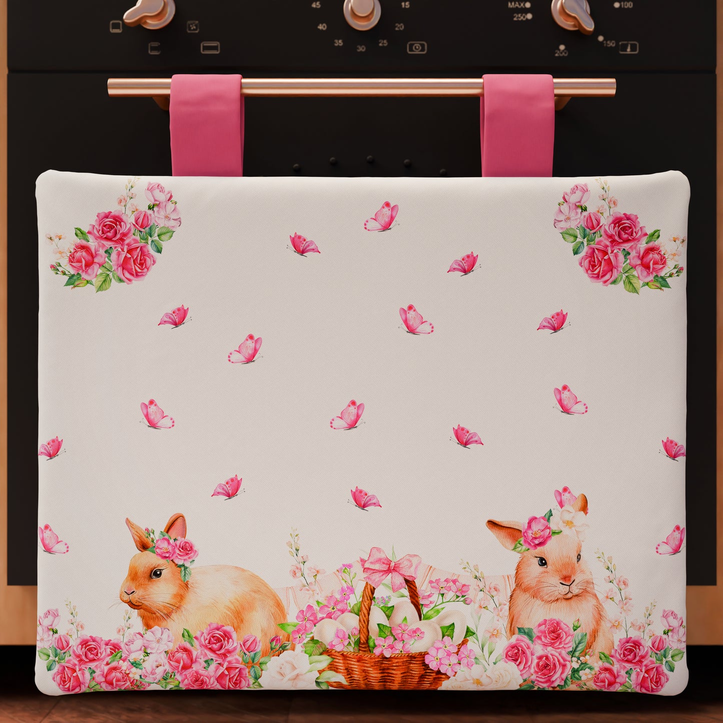 Easter Oven Cover for Kitchen in Pink Bunny Digital Print 1pc