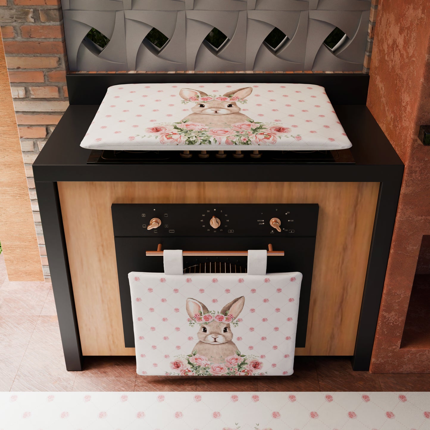 Coprifornello Pasqua Coprifuochi Cucina in Stampa Digitale Pink Rabbit