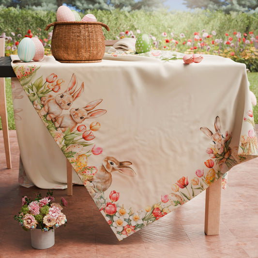 Tovaglia Pasquale da Tavola Antimacchia, Copritavolo Pasqua da Cucina Tulipani