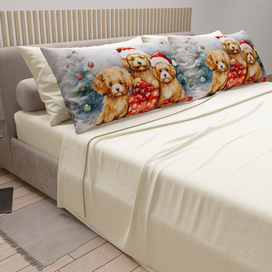 Lenzuola Natalizie in Cotone, Completo Letto con Federe in Stampa Digitale Dog