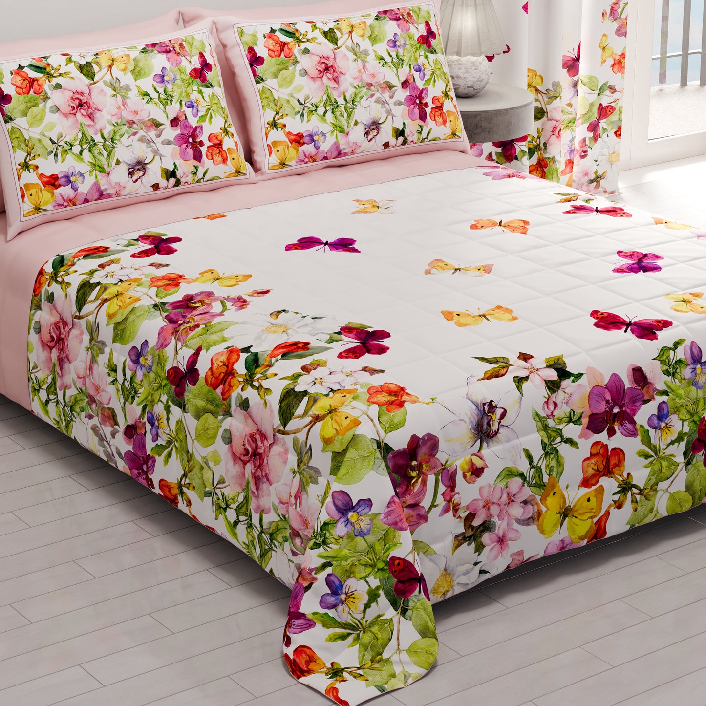 Spring Autumn Bedspread Quilt in Butterflies Digital Print