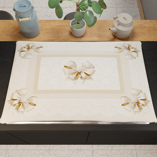 Kitchen Stove Cover in Digital Print Beige Bow 1pc 46x70cm