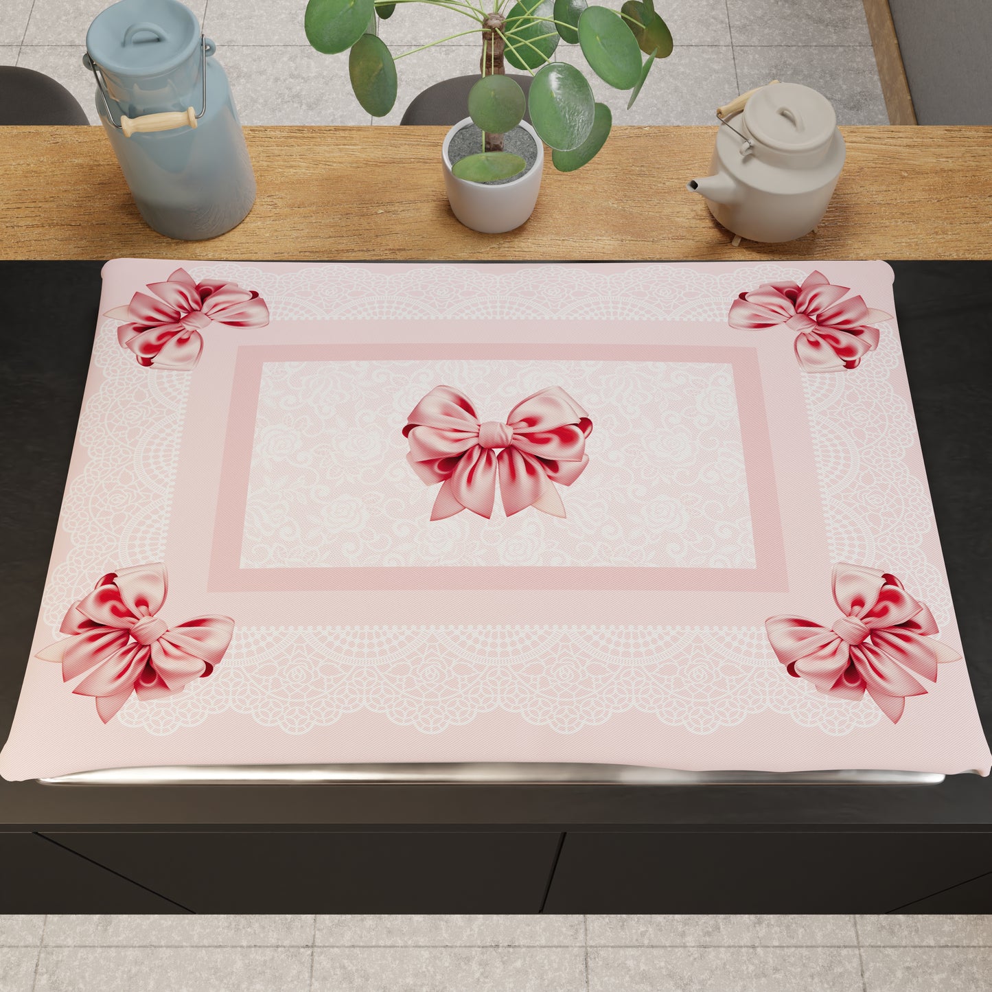 Kitchen Stove Cover in Digital Print Bow 1pc 46x70cm