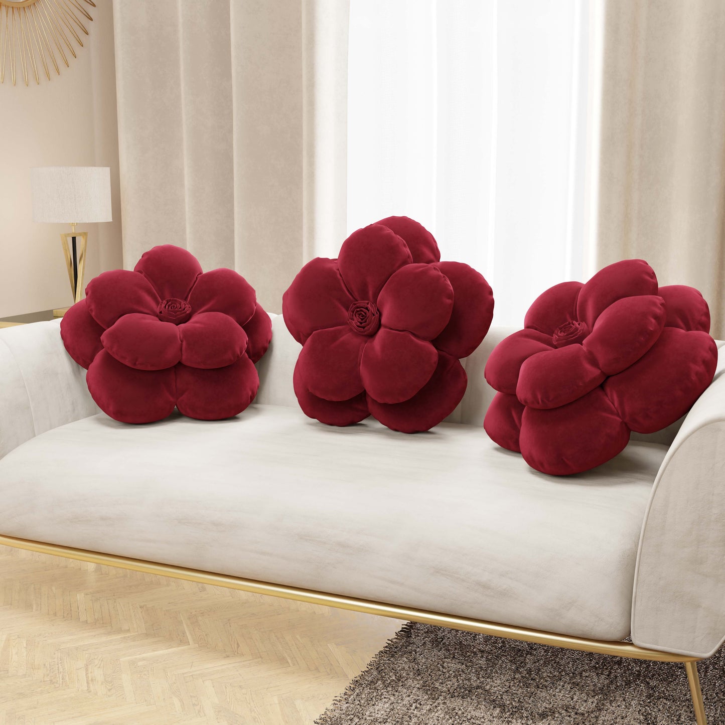 Cuscino Arredo Fiore Bordeaux