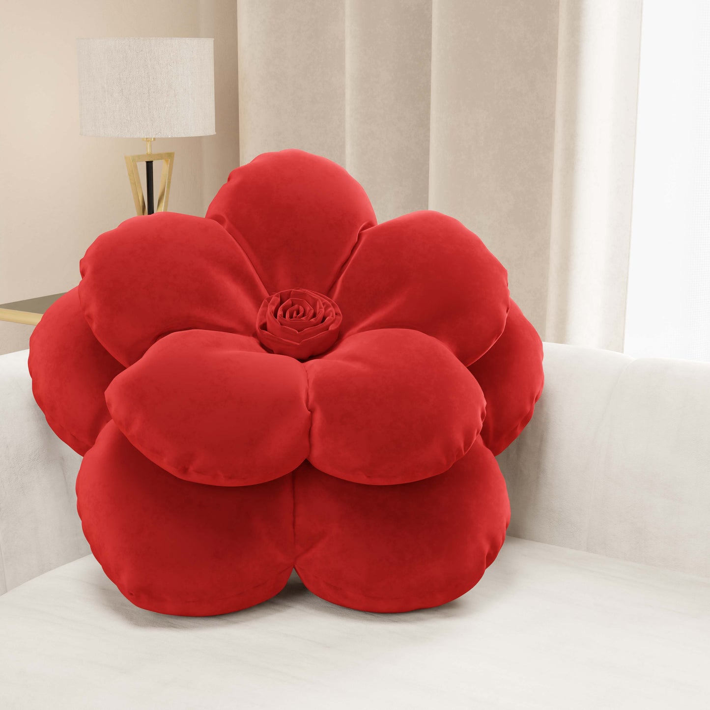 Cuscino Arredo Fiore Rosso