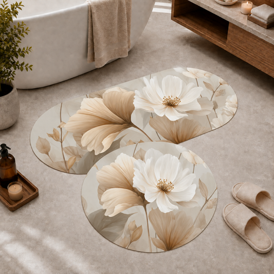 Tappeto Bagno Stampa Digitale Forma Ovale Flora 06