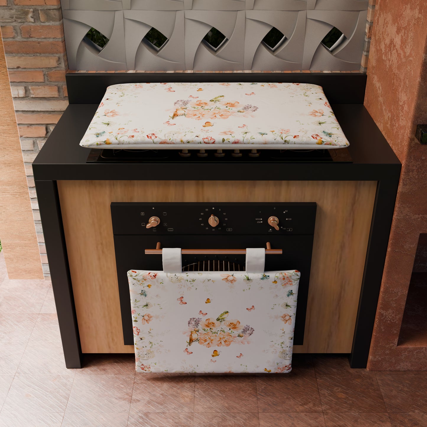 Coprifornello Coprifuochi Cucina in Stampa Digitale Floreale 06 1pz 50x70cm