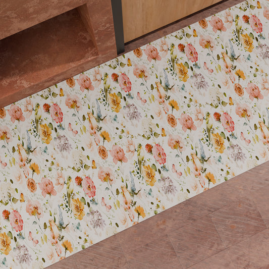 Non-slip kitchen rug, washable kitchen runner, floral-06
