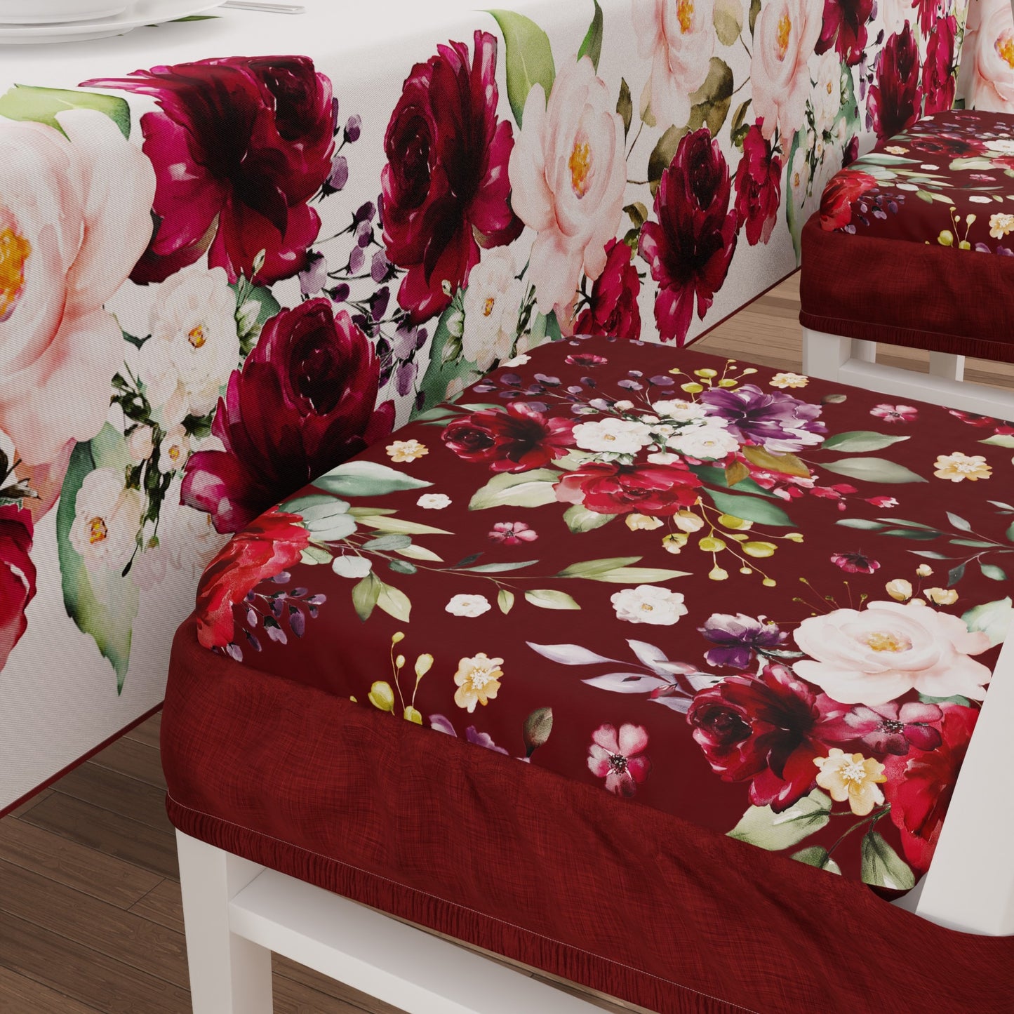 Coprisedia con Elastico Floreale-07 Bordeaux | Stampa 4K | Set 2 o 6 Pz