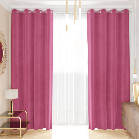 Tenda a Pannello in Velluto per Interni con Anelli, 140x280 cm, Fucsia