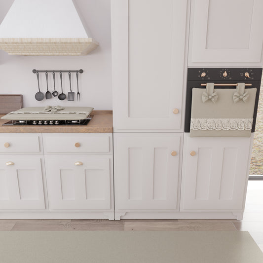 Coprifornello Coprifuochi Shabby Chic con Pizzo e Fiocco Beige