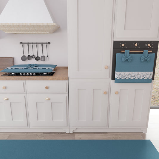 Coprifornello Coprifuochi Shabby Chic con Pizzo e Fiocco Blu Avion