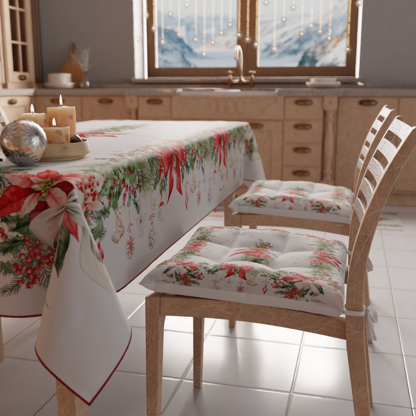 Cuscini per Sedie Natalizi Coprisedia Natalizi 6 Pezzi Ghirlanda Natale