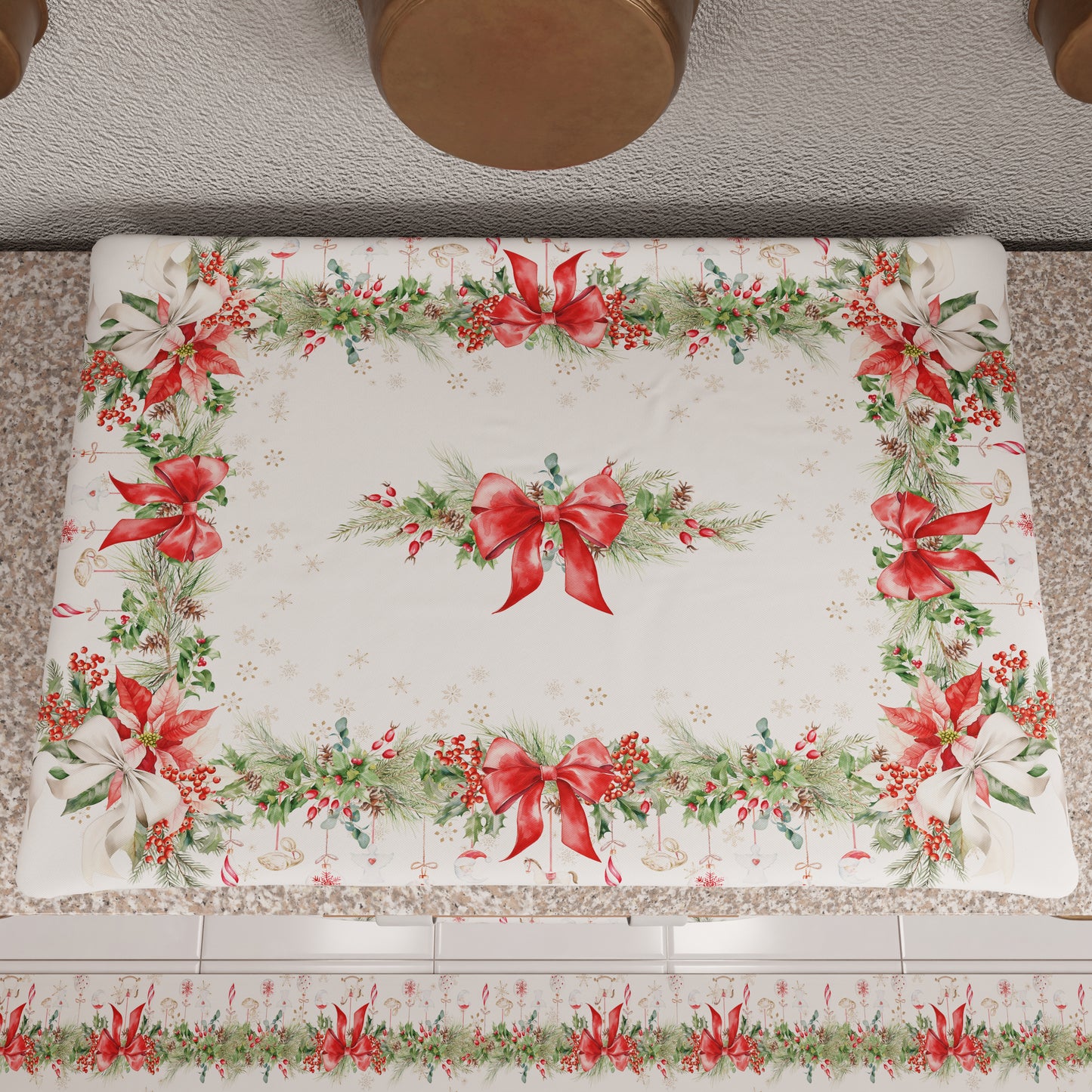 Coprifornello Natalizio Coprifuochi Cucina in Stampa Digitale Ghirlanda Natale