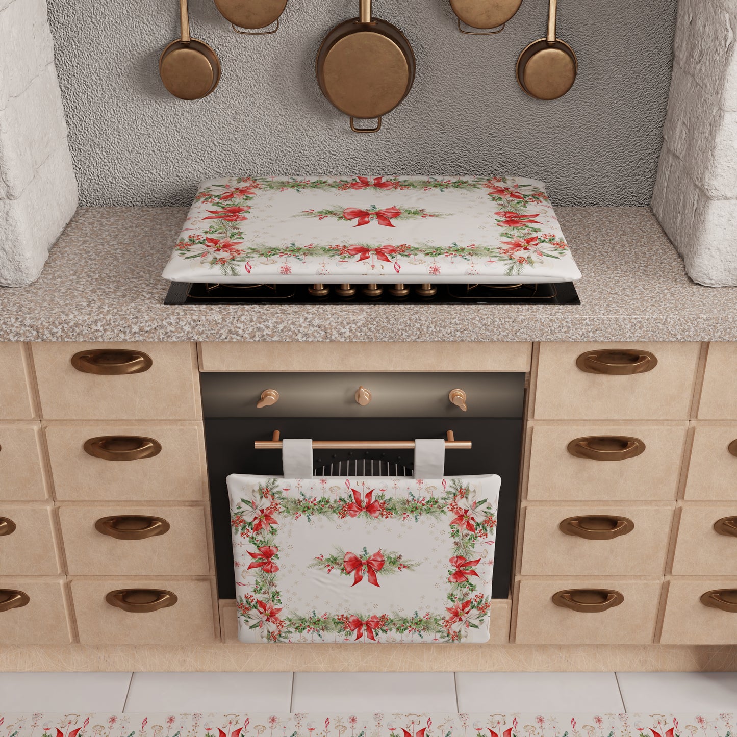 Copriforno Natalizio per Cucina in Stampa Digitale Ghirlanda Natale