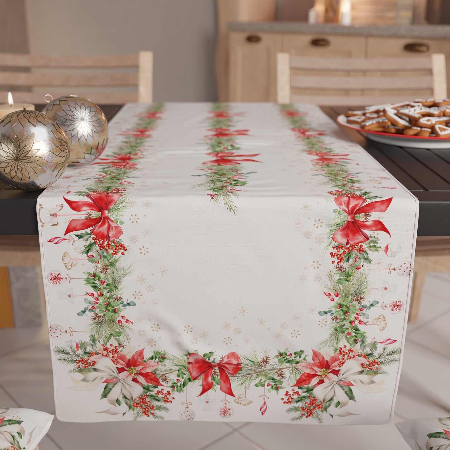Runner Natalizi, Runner Tavola Natalizio, Tovaglia Runner Natalizia, Runner Cucina Ghirlanda Natale