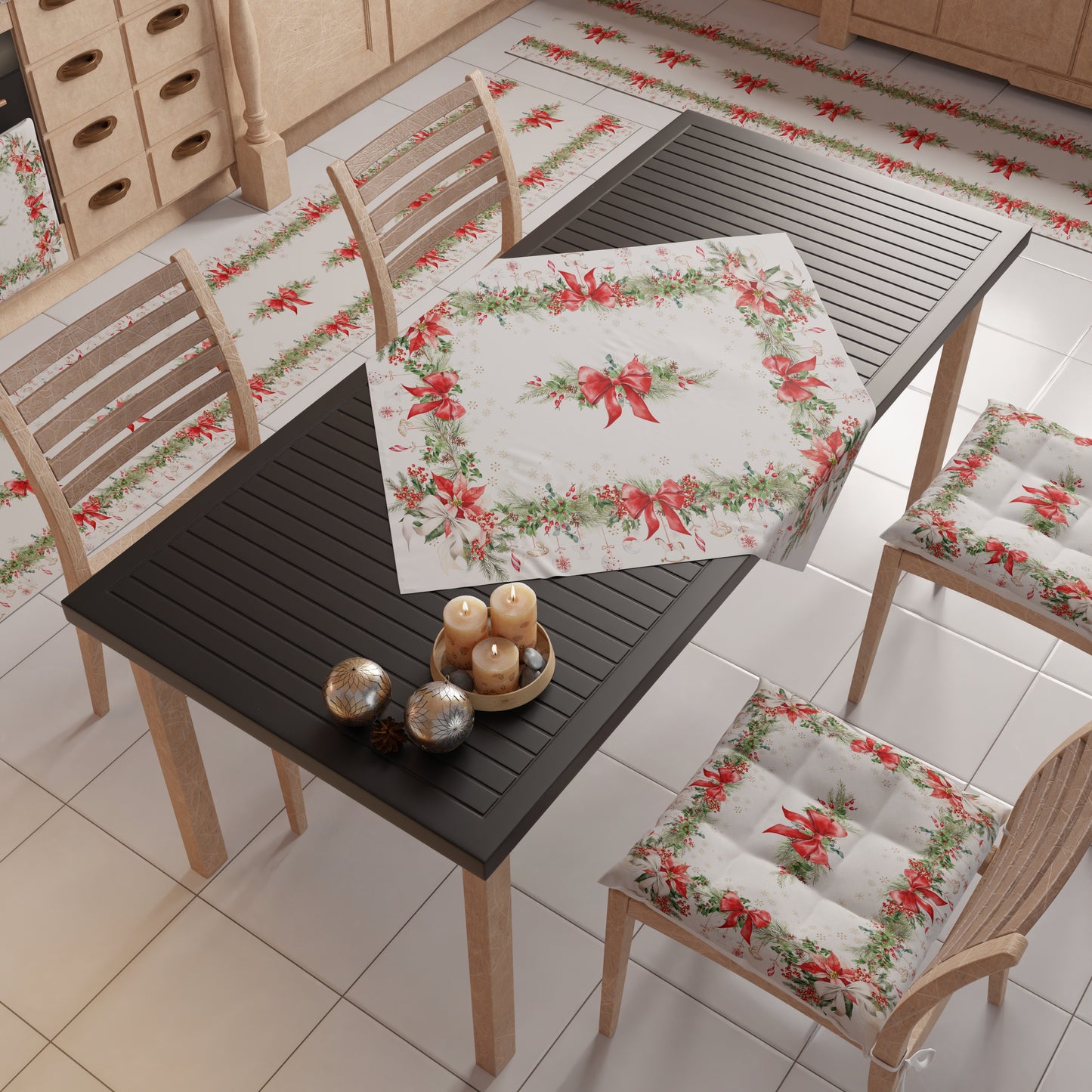 Centrotavola Natalizio per Cucina in Stampa Digitale Ghirlanda Natale