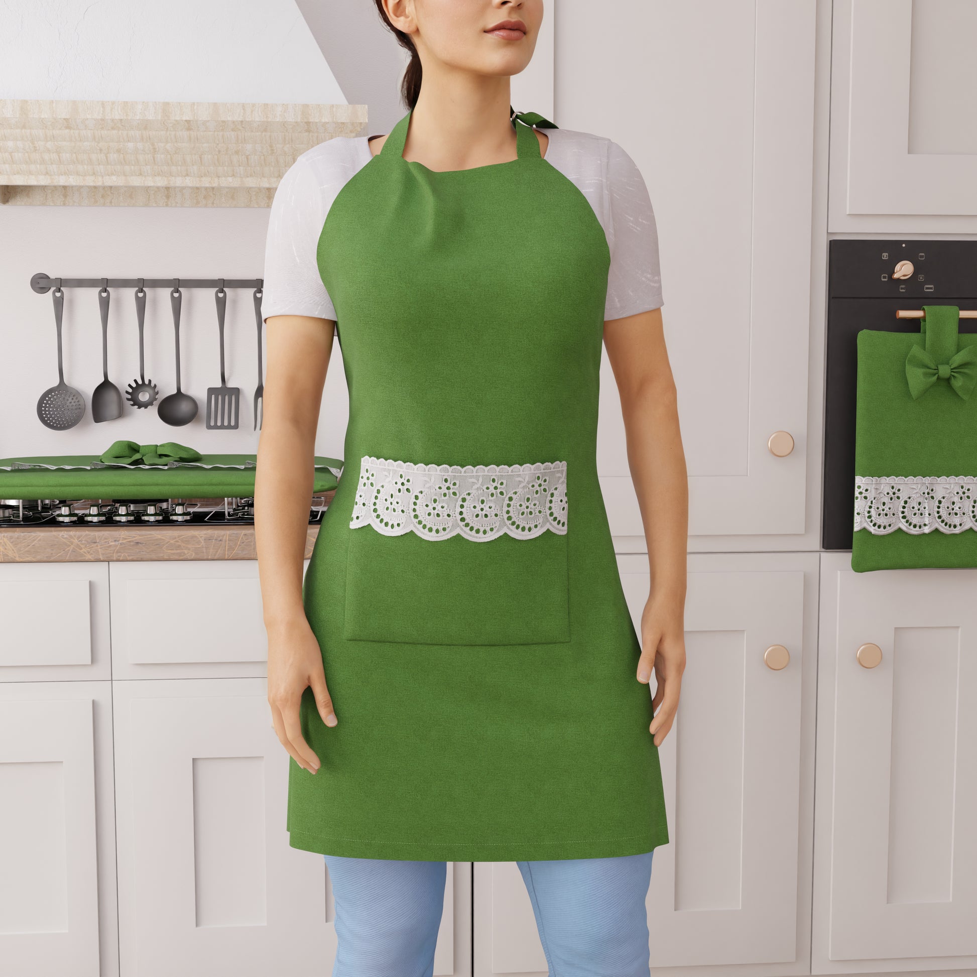 Grembiule Da In Poliestere Tuta Grembiule Da Servizio Con Tasca Abbigliamento Da Lavoro Resistente All'olio Unisex Per Catering Lunghezza Della - Foto 12