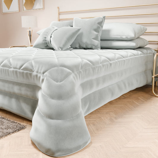 Couvre-lit printanier en velours d'ameublement à motifs Gris Clair